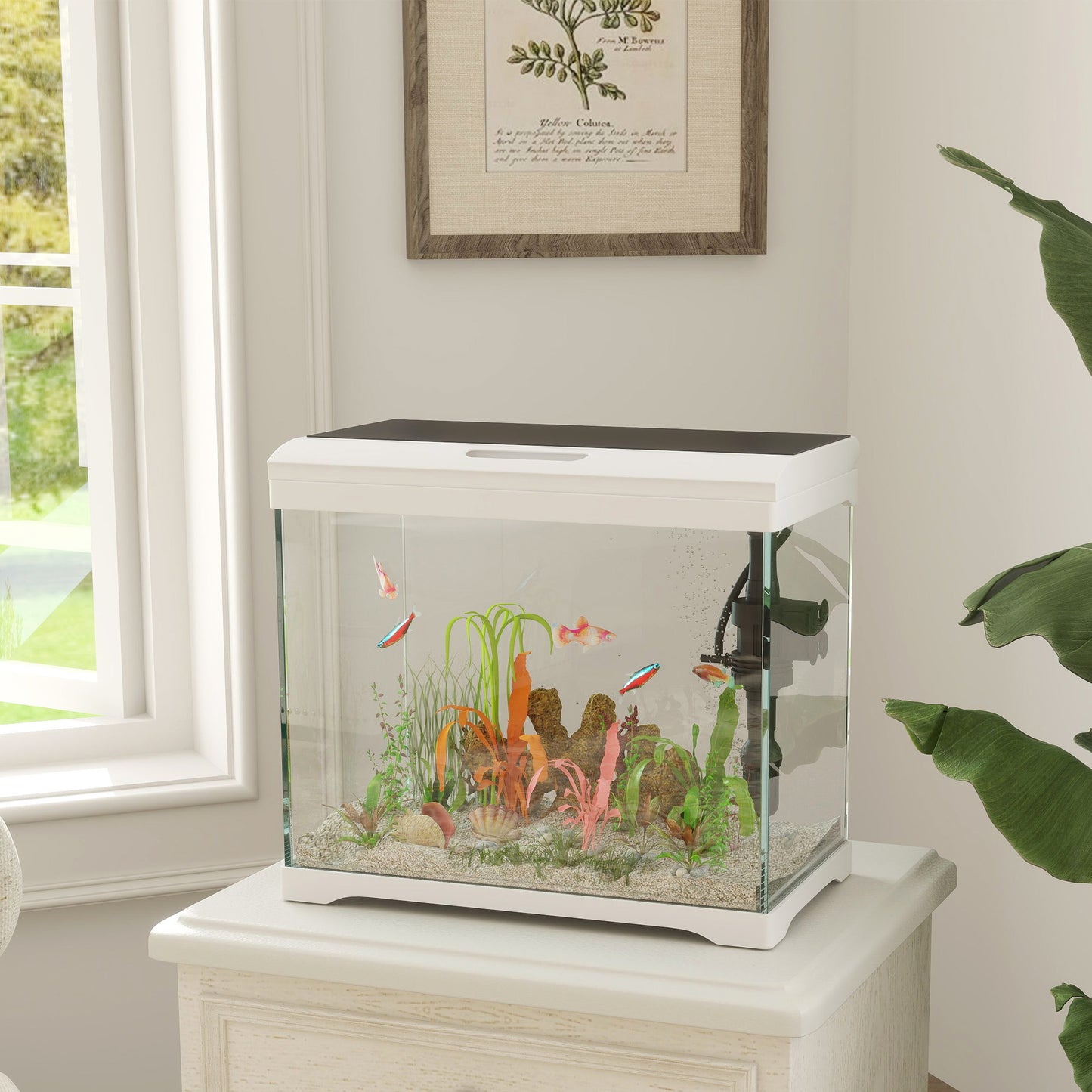 PawHut 27L Glass Fish Tank with Filter and Light