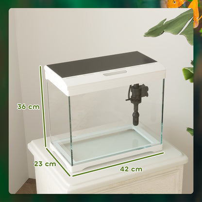 PawHut 27L Glass Fish Tank with Filter and Light