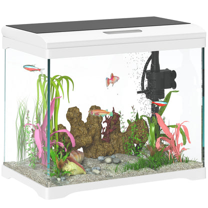 PawHut 17L Glass Fish Tank with Filter and Light