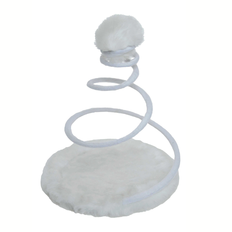 fluffy white spiral toy for cats