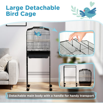 PawHut Bird Cage with Stand for Canary, Budgie, Parakeet