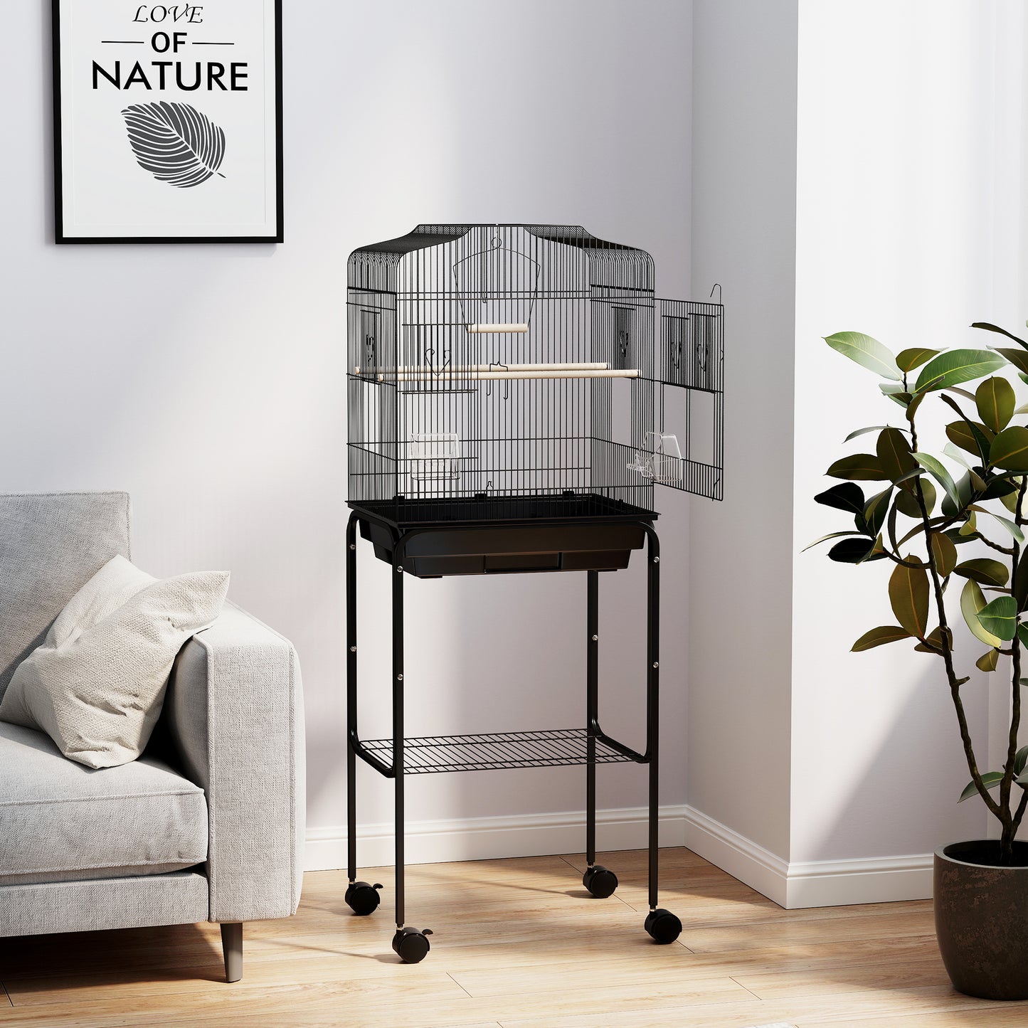 PawHut Bird Cage with Stand for Canary, Budgie, Parakeet