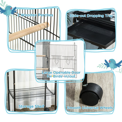 PawHut Bird Cage with Stand for Canary, Budgie, Parakeet