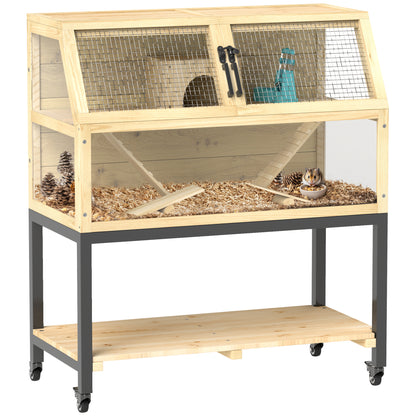 PawHut Large Wooden Hamster Cage with Stand and Storage