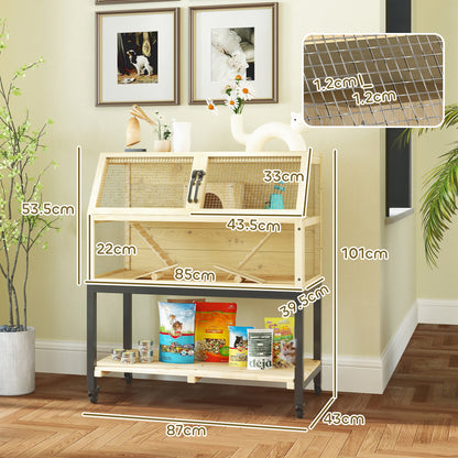 PawHut Large Wooden Hamster Cage with Stand and Storage