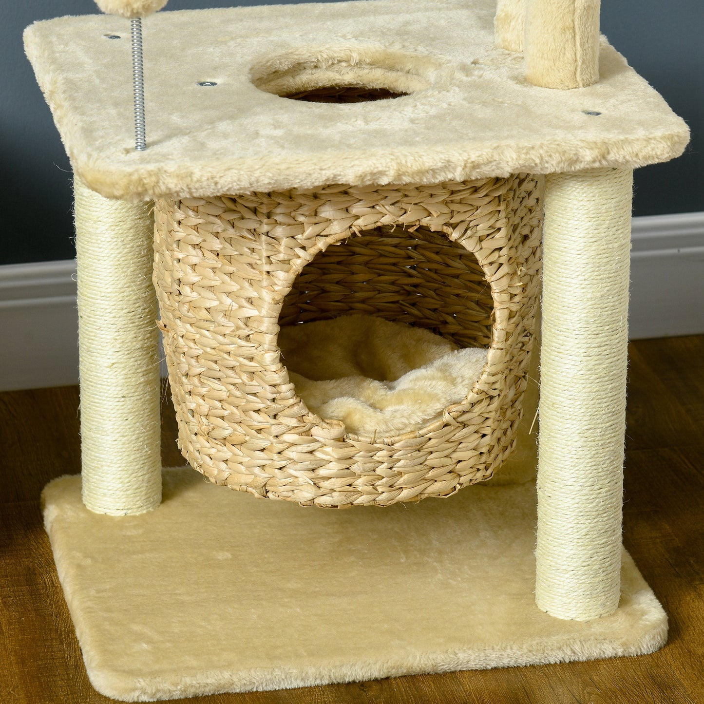 PawHut Cat Tree with Scratching Posts, Cat House, Bed, Washable Cushions