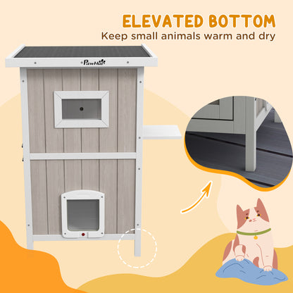 PawHut Outdoor Wooden Cat House for 2 Cats