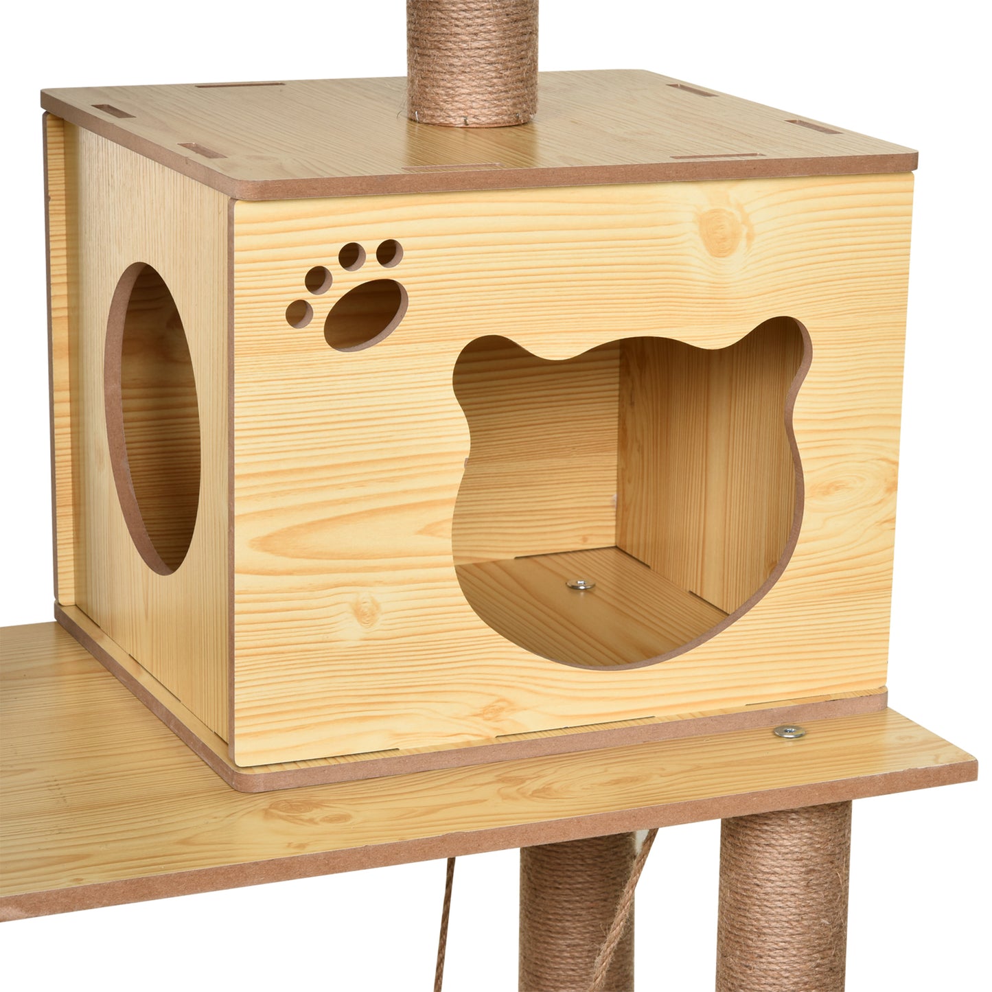 PawHut 130cm Plush Multi-Level Indoor Cat Tree House