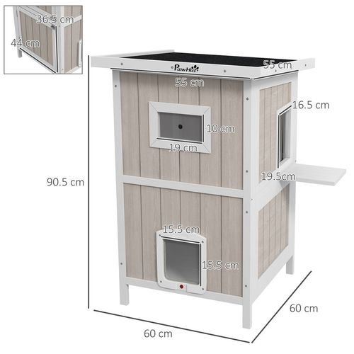 PawHut Outdoor Wooden Cat House for 2 Cats