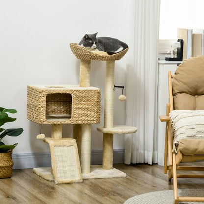 PawHut 95cm Cat Tree Tower House with Scratching Post