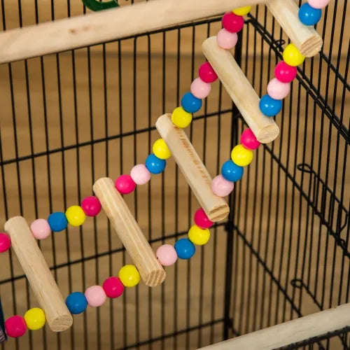 Black Metal Bird Cage for Budgies with Toys, Tray, Handle