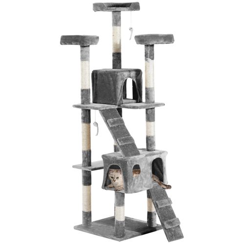 PawHut Tall Cat Tree House with Scratching Post, Toys and Bed