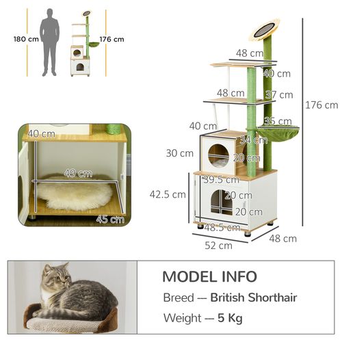 PawHut Cat Tree with Litter Box and Scratching Post