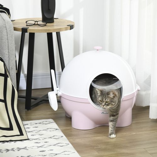 PawHut Large Cat Litter Box with Scoop (Pink)