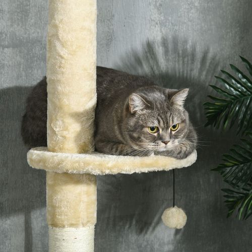 PawHut 255cm Tall Cat Tree House with Hammock and Platform