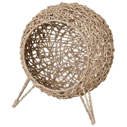 PawHut Ball-Shaped Rattan Wicker Cat Bed with Legs