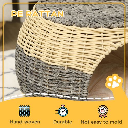 PawHut Rattan Wicker Cat Bed with Cushion