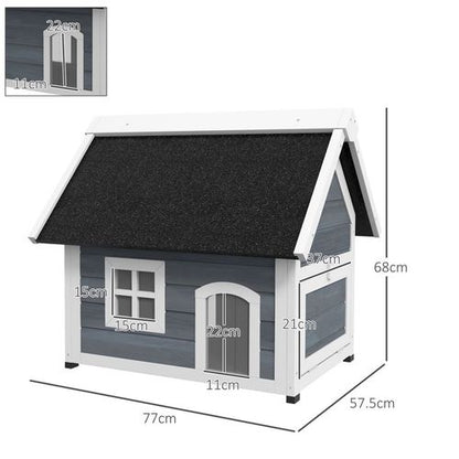 PawHut?Outdoor Feral Cat House with Openable Asphalt Roof,?Grey