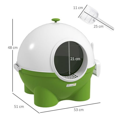 PawHut Large Cat Litter Box with Scoop (Green)