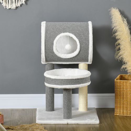 PawHut Cat Bed Tower with Scratching Post and Toy Ball