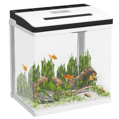 PawHut 13L Glass Fish Tank with Filter and Light