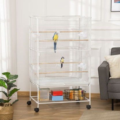 PawHut Large White Bird Cage with Stand