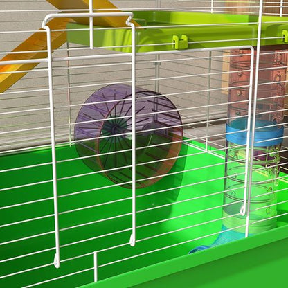 PawHut Hamster Cage with Wheel, Tunnel, Tubes, Ramps (Green)