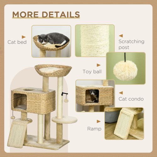 PawHut 95cm Cat Tree Tower House with Scratching Post