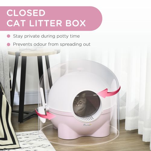 PawHut Large Cat Litter Box with Scoop (Pink)