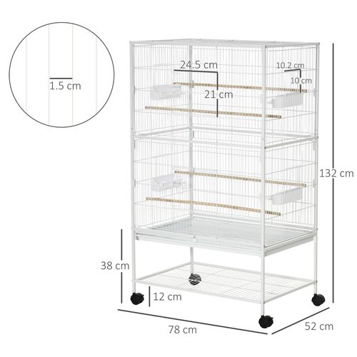 PawHut Large White Bird Cage with Stand