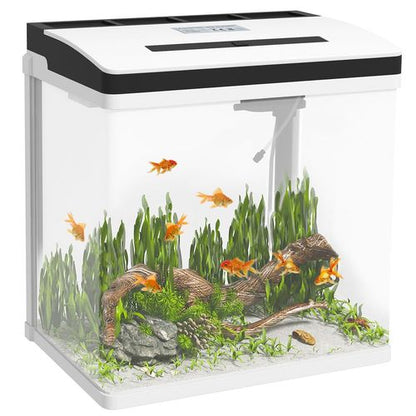 PawHut 28L Glass Fish Tank with Filter and Light