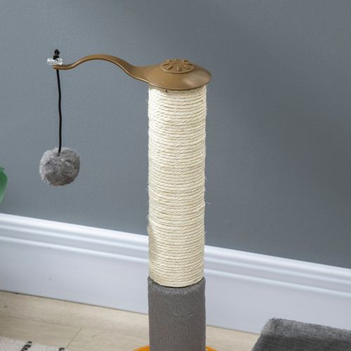 PawHut 56cm Cat Tree Tower with Scratching Post and Toy Balls