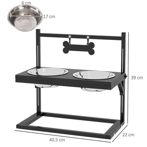 PawHut Raised Adjustable Dog Bowl for Small Medium Large Dogs