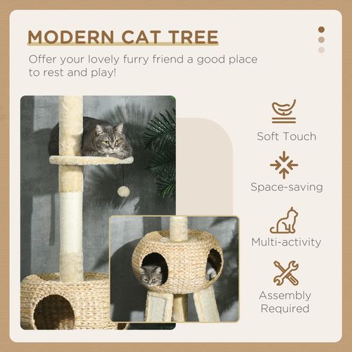 PawHut 255cm Tall Cat Tree House with Hammock and Platform