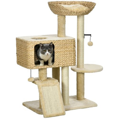 PawHut 95cm Cat Tree Tower House with Scratching Post