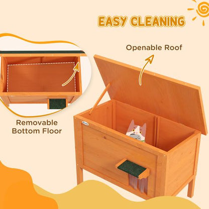 PawHut Outdoor Feral Cat House Insulated w/ Openable Roof - Orange