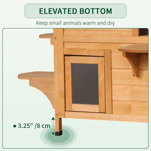 Wooden Cat House Cat Cave Pet Shelter Condos Outdoor Natural Wood Finish