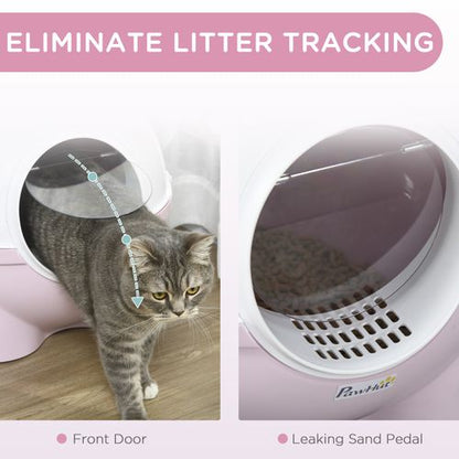 PawHut Large Cat Litter Box with Scoop (Pink)