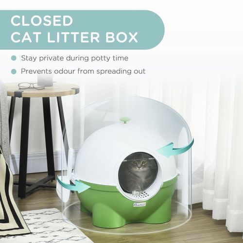 PawHut Large Cat Litter Box with Scoop (Green)