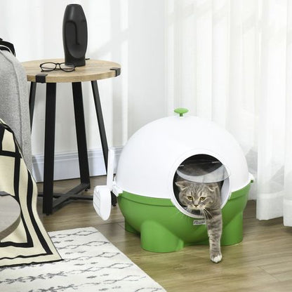 PawHut Large Cat Litter Box with Scoop (Green)