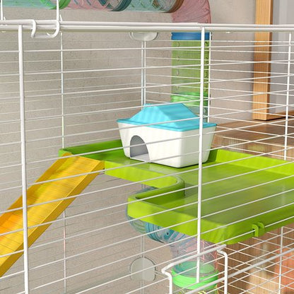 PawHut Hamster Cage with Wheel, Tunnel, Tubes, Ramps (Green)