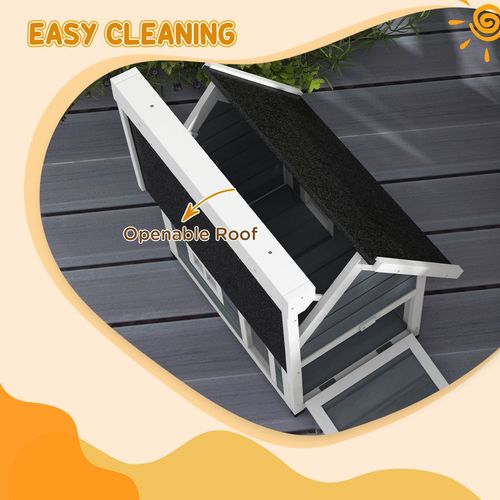 PawHut?Outdoor Feral Cat House with Openable Asphalt Roof,?Grey