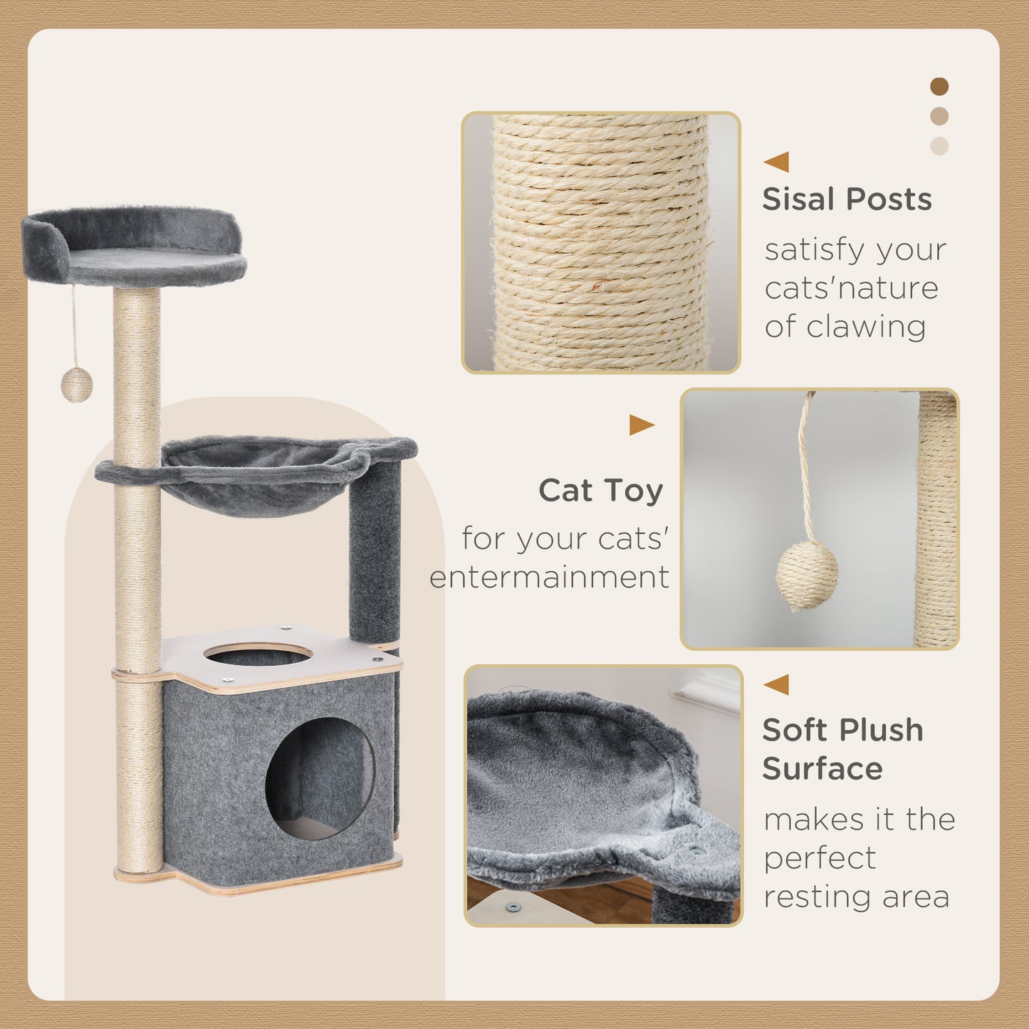 Cat Tree Tower Climbing  Activity Center with Sisal Scratching Post,  Pawhut